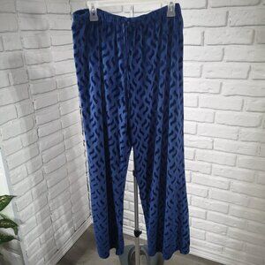 Oscar de la Renta Ladies Size XL Fleece Straight Leg Navy Lounge Pants